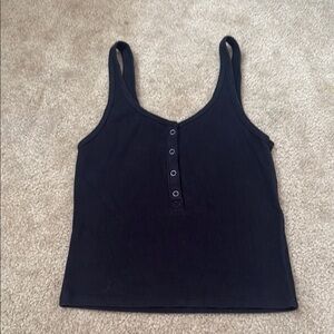 Abercrombie and Fitch Black Sleeveless Button-Up Women's Top